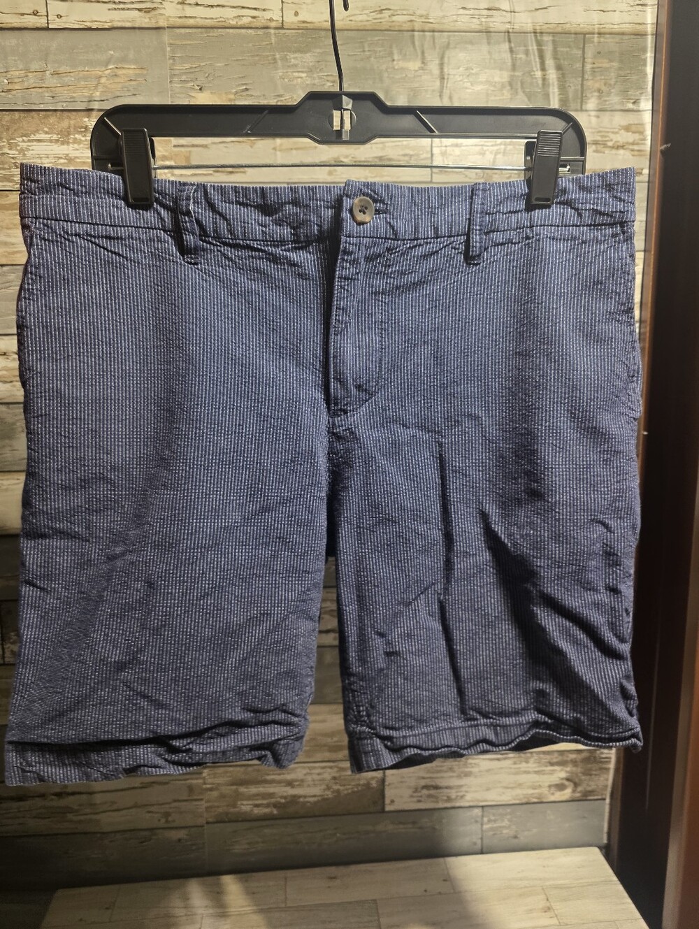 PAIGE Blue Seersucker Flat Front Men's Shorts